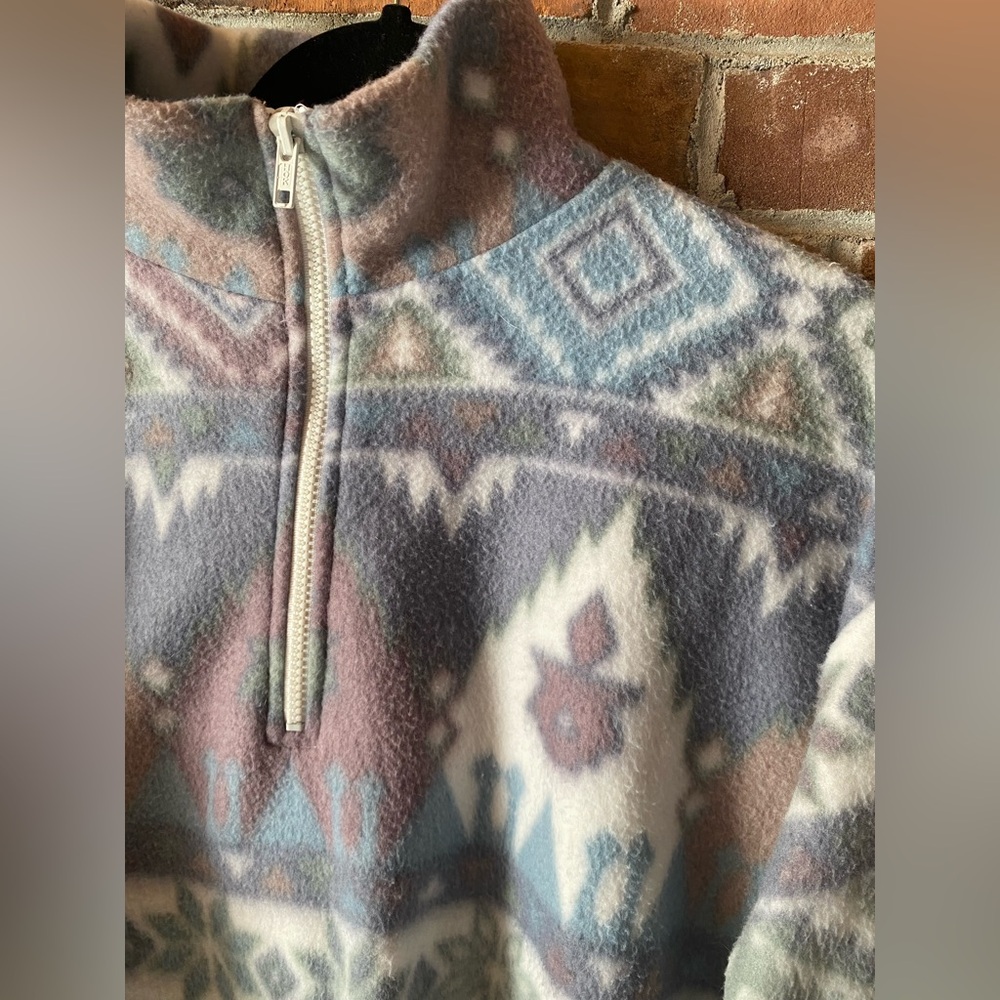 VINTAGE LOCKER SHOP ATHLETICS fleece southwestern aztec sweater 1/4 zip XL - Picture 6 of 8
